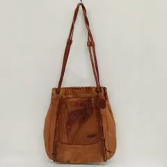 イビサ IBIZA レザー 肩掛け ショルダーバッグ パッチワーク 茶 ブラウン 名刻印あり