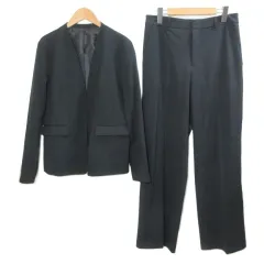 ジーユー GU 22AW スーツ セットアップ ウォッシャブルノーカラージャケット ストレートパンツ L XL 黒 ブラック /X