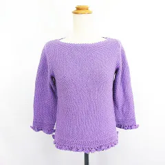 イエナ IENA ニット セーター 七分袖 ボートネック 麻混 パープル ※EKM
