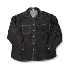 (sale 2/28)シャツ型ブラックデニムジャケット