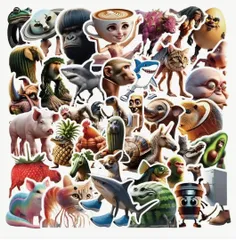 50枚セット イタリアンブレインロッドシール トゥントゥントゥンサフールー ステッカー シール 人気 キャラクター 防水 耐水 耐久 デコレーション ノート スマホ PC スーツケース 車 自転車 ヘルメット 雑貨 DIY カスタム おもしろ ネタ まとめ売り