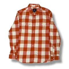 American Eagle オレンジ フランネル CHECK シャツ