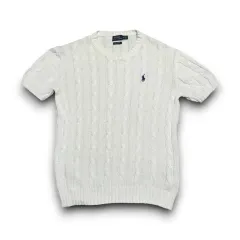 Polo Ralph Lauren ピマコットン 白 ケーブル 半袖 ニット