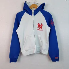 MLB エムエルビー ニューヨーク・ヤンキース スウェット パーカー デカロゴ ホワイト XLサイズ メンズ 古着 ストリート アメカジ