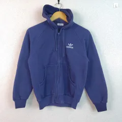 adidas アディダス スウェット パーカー デサント製 ネイビー Sサイズ メンズ 古着 ストリート アメカジ