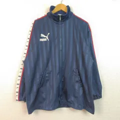 PUMA プーマ トラックジャケット ジャージ ストライプ バックプリント ネイビー EXTRA メンズ 古着 スポーツMIX デカロゴ