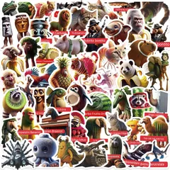 50枚セット イタリアンブレインロッドシール トゥントゥントゥンサフールー ステッカー シール 人気 キャラクター 防水 耐水 耐久 デコレーション ノート スマホ PC スーツケース 車 自転車 ヘルメット 雑貨 DIY カスタム おもしろ ネタ まとめ売り