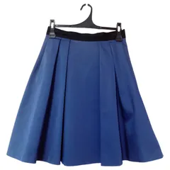 【美品】LANVIN en Bleu フレアスカート ブルー 38 レディース 上品【ZK97】
