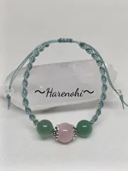 No.14 ローズクォーツ・グリーンアベンチュリン使用*☆マクラメブレスレット♡