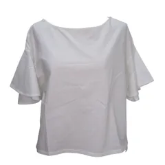 プラステ PLST 半袖 Tシャツ カットソー トップス ボートネック フレアスリーブ ストレッチ Mサイズ ホワイト k20241 0128