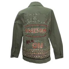 ザラウーマン ZARA WOMAN 長袖 ミリタリージャケット シャツジャケット 刺繍 XSサイズ カーキ SS26010127 0129