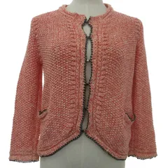 マックス&コー MAX&CO. ニットカーディガン ジャケット チェーン切替 朱色系 レッド Sサイズ 1119