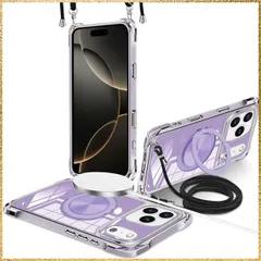 ☆彡送料無料でお届け☆彡Size:iPhone 17 Pro Max_Color:クリアパープル GULEIYAA iPhone 17 Pro Max 用 ケース 縦横両対応 360° 回転スタンド リング マグネット搭載 MagSafe 対応 ワイヤレス充電