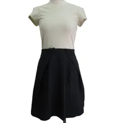 セオリー theory ワンピース 半袖 ひざ丈 ベージュ ネイビー 0 XS 0513