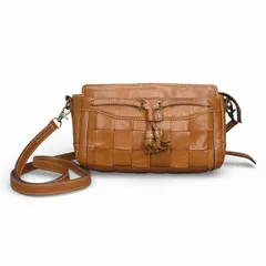 ダコタ Dakota サンガ2 編み込み レザー ショルダーバッグ クロスボディバッグ キャメル k33055 1223