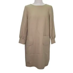 アナトリエ ANATELIER 長袖 ワンピース 膝丈 リボン 36 Sサイズ相当 ベージュ k1514 1230 