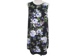 フレイアイディー FRAY I.D ワンピース フォーマル ノースリーブ 花柄 チェック ひざ丈 1 Sサイズ相当 ネイビー系 k1908 0423