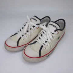 ラコステ LACOSTE スニーカー シューズ ワンポイント USA5 22㎝相当 ホワイト ネイビーレッド a354 0519 