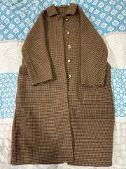 ブラウン チェックコート