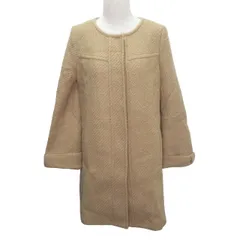 リズムオブライフ RHYTHM OF LIFE UNITED ARROWS 長袖 コート ノーカラー ミディアム丈 ポケット Mサイズ ベージュ 0929