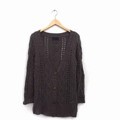 レイビームス Ray Beams カーディガン ニット Vネック ケーブルニット ウール ブラウン 茶 /KT11