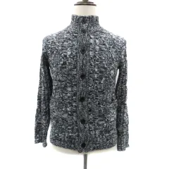 ニコルクラブフォーメン NICOLE CLUB FOR MEN カーディガン スタンドカラー ミドル丈 46 S チャコールグレー 黒 ブラック /HO34