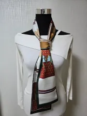 羊柄リバーシブル シルク ロング スカーフ ユニセックス