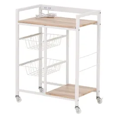 ヴィンテージ調 56×34×72.5㎝ キッチンワゴン ヴィンテージナチュラル 【収納ラック・棚・キャスター付き・コンセント付き】 T0-VKW56VNA 武田コーポレーション