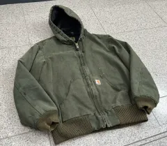 M カーハート j130-211 フード ジップアップ ジャケット カーキ グリーン