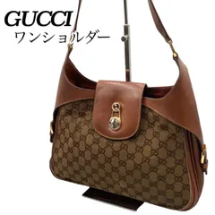 希少✤【GUCCI／グッチ】ワンショルダーバッグ／肩掛け　オールドグッチ ヴィンテージ　キャンバス×レザー 0201