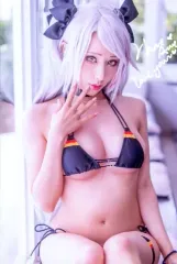 【中古】生写真(女性) HaneAme 雨波/膝上・座り・水着黒・右手パー・中指顎・印刷サイン入り・ポストカードサイズ/同人写真集 CDソフト「AZURLANE アズールレーン ツェッペリン + プリンツ・オイゲン」特典生写真