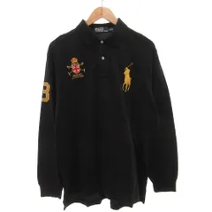 ポロ バイ ラルフローレン Polo by Ralph Lauren ポロシャツ カットソー 長袖 鹿の子 ビッグポニー ナンバリング L ブラック /FF
