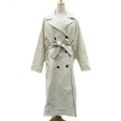 ムルーア MURUA トレンチコート スプリングコート ロング丈 ダブルボタン ウエストリボン 無地 オーバーサイズ F オフホワイト /YK4