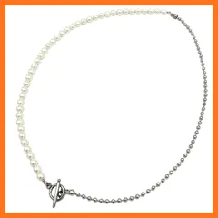 【新品】 [ジュエリーショップエム] ネックレス ステンレス パール ボールチェーン マンテル OTバックル メンズ レディース ユニセックス シンプル アクセサリー シルバー stain-gen03 1