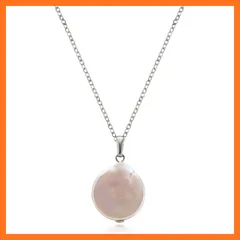 【新品】 [R-days代官山] 淡水パール コイン ネックレス ステンレス シルバー 低アレルギー レディース パール 真珠 レイヤード 重ねづけ 大ぶり シンプル カジュアル 日本製 （ステンレス） 0