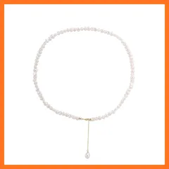 【新品】 [Yooping] バロックパール ネックレス オリジナルデザインの天然小淡水パール が連なってできた華奢なビーズネックレス マンテル ネックレス メンズ レディース共通 ホワイト パール+ゴールド チェーン 0