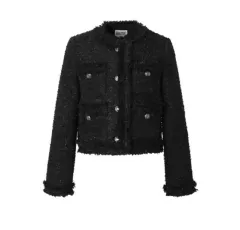 KHAKIPOINT Antique クロップド ツイード ジャケット (ブラック