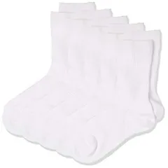 [フクスケ] スクールソックス【クルー丈】通学 抗菌防臭 吸水速乾 5足組 ガールズ ホワイト 22(22-24cm)