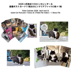 【3/31までの限定価格】4月始まりロビンカレンダー＆島猫ポストカード11枚&ロビンクリアファイル3枚＋1枚