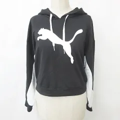 プーマ PUMA パーカー プルオーバー プリント ブラック ホワイト 黒 白 S