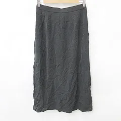 フレアスカート ロング丈 スリット レース ペチコート付 ストライプ グレー 黒 ブラック 11