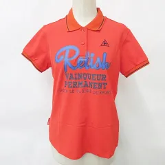 ルコックスポルティフ le coq sportif ゴルフ シャツ ポロシャツ 半袖 プリント 刺繍 赤 レッド 紺 ネイビー L