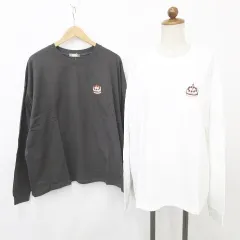 クティール Kutir Tシャツ 2枚セット 長袖 丸首 プリント ケーキアンジェラ柄 綿 オフホワイト グレー S