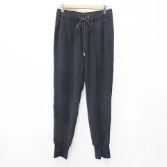 ベアトリス BEATRICE パンツ ジョガーパンツ ロング 総ゴム ドロスト リブ スリット 黒 紺 ブラック ネイビー 38