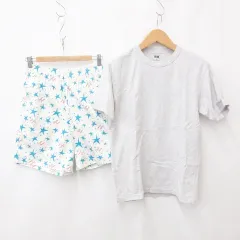 ユニクロ UNIQLO GU ジーユー Tシャツ パンツ ハーフパンツ 2枚セット 半袖 星柄 グレー ホワイト ブルー 白 青 M 