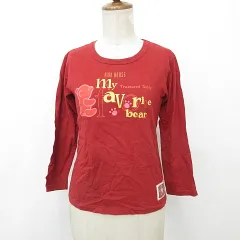 ピンクハウス PINK HOUSE カットソー Tシャツ 七分袖 丸首 プリント 綿 赤 レッド M