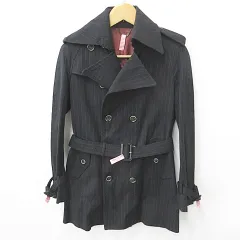 オリヒカ ORIHICA コート トレンチコート ダブル ストライプ ベルト 黒 ブラック S