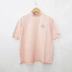 ルコックスポルティフ le coq sportif GOLF ゴルフ スポーツウエア シャツ 半袖 ハイネック ボーダー モックネック オレンジ 白 ホワイト LL