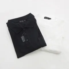 ポロシャツ Tシャツ 2枚セット 半袖 リブ 丸首 別布 メッシュ 大きいサイズ 黒 白 ブラック ホワイト 3L