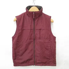 HILL CROP ベスト ジップアップ スタンドカラー 裏フリース ボルドー 赤 グレー M